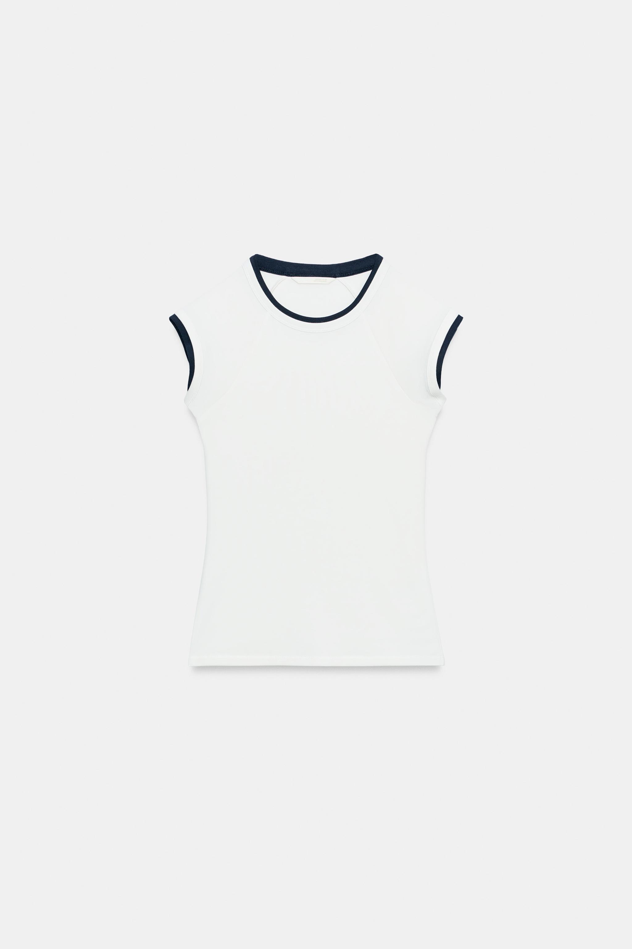 T-SHIRT EFFET DOUBLE MANCHE COURTE